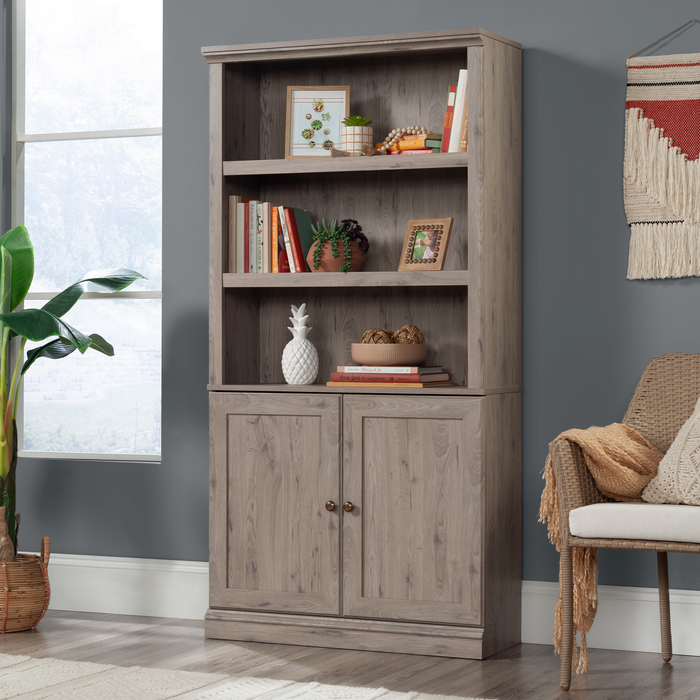 Bibliothèque Oryn de 35,28 po à 5 tablettes avec rangement - chêne Laurel