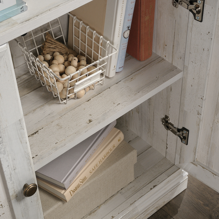 Bibliothèque Oryn de 35,28 po à 5 tablettes avec rangement - planche blanche