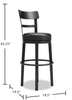 Otis Bar Height Stool with Swivel Seat & Vegan Leather Fabric, 30.5"H, Metal – Black | Tabouret bar Otis de 30,5 po (H) en tissu de cuir végétalien et en métal avec siège pivotant - noir