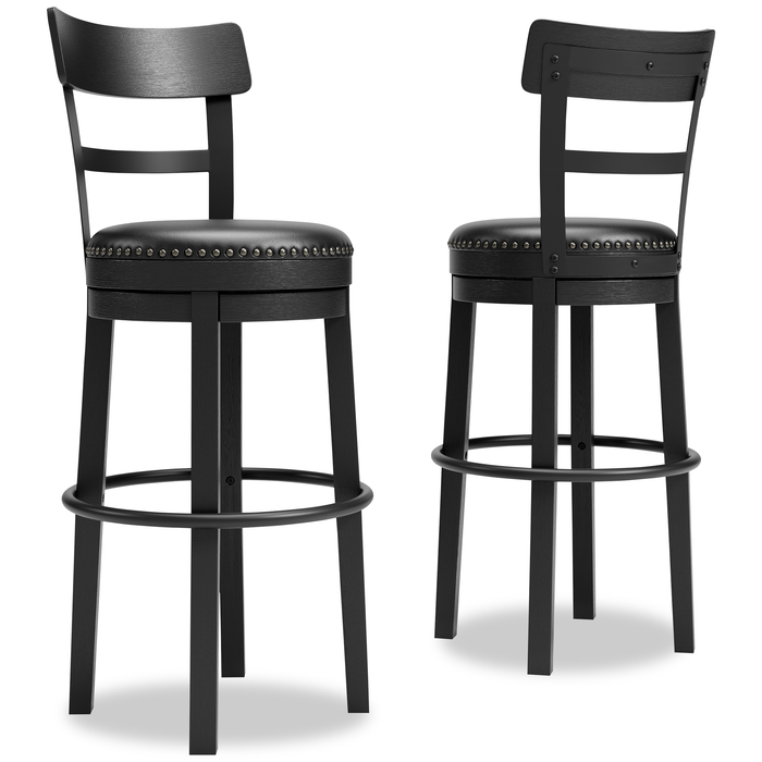 Tabouret bar Otis de 30,5 po (H) en tissu de cuir végétalien et en métal avec siège pivotant - noir