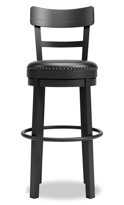 Tabouret bar Otis de 30,5 po (H) en tissu de cuir végétalien et en métal avec siège pivotant - noir