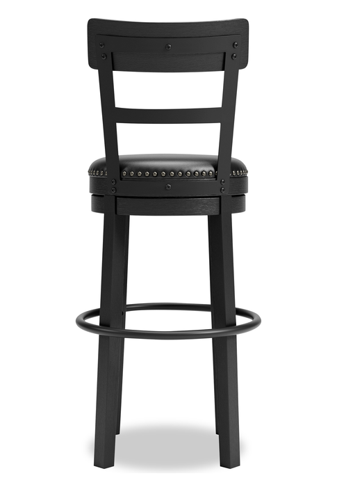 Tabouret bar Otis de 30,5 po (H) en tissu de cuir végétalien et en métal avec siège pivotant - noir