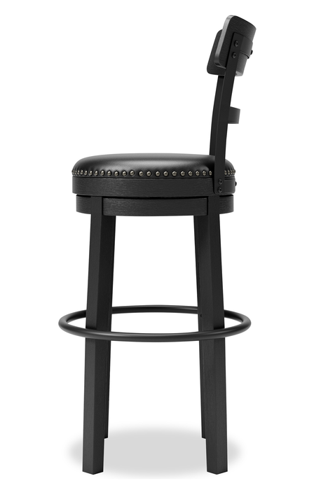 Tabouret bar Otis de 30,5 po (H) en tissu de cuir végétalien et en métal avec siège pivotant - noir