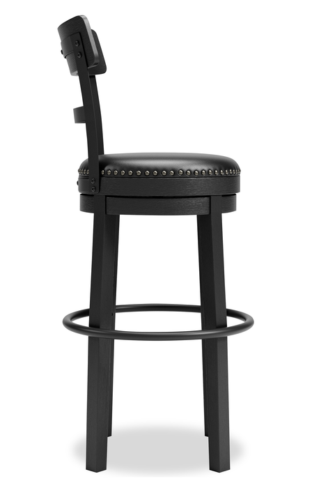 Tabouret bar Otis de 30,5 po (H) en tissu de cuir végétalien et en métal avec siège pivotant - noir