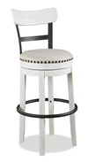 Tabouret bar Otis de 30,5 po (H) en tissu de cuir végétalien et en métal avec siège pivotant - blanc
