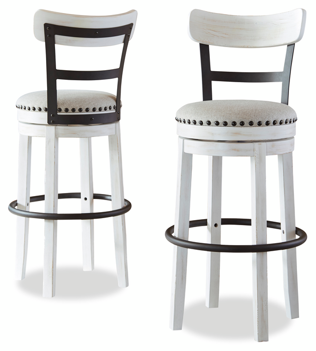 Tabouret bar Otis de 30,5 po (H) en tissu de cuir végétalien et en métal avec siège pivotant - blanc