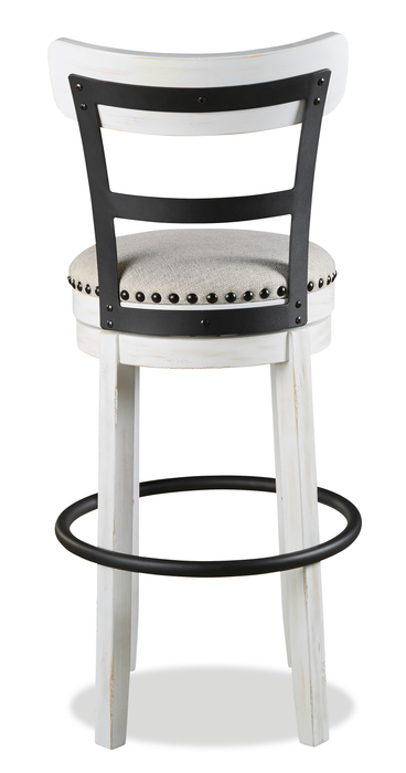 Tabouret bar Otis de 30,5 po (H) en tissu de cuir végétalien et en métal avec siège pivotant - blanc