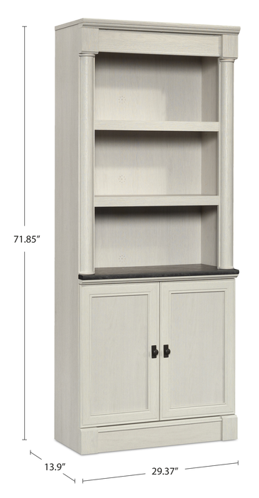 Bibliothèque traditionnelle Palladia de 29,37 po avec armoire de rangement - chêne glacier