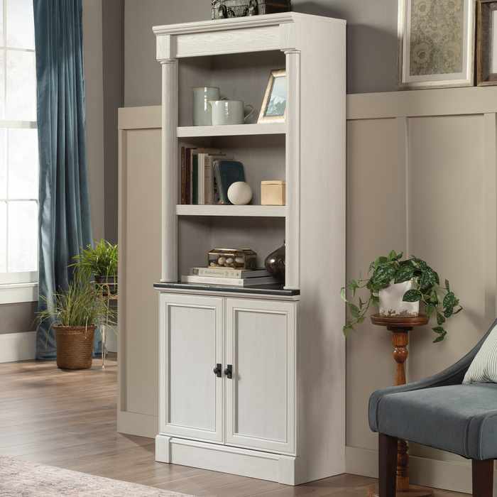 Bibliothèque traditionnelle Palladia de 29,37 po avec armoire de rangement - chêne glacier