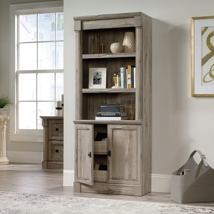 Bibliothèque traditionnelle Palladia de 29,37 po avec armoire de rangement - chêne fendu