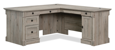 Palladia 65.12" L-Shaped Desk with 3 Drawers – Split Oak | Bureau en forme de L Palladia de 65,12 po à 3 tiroirs - chêne fendu