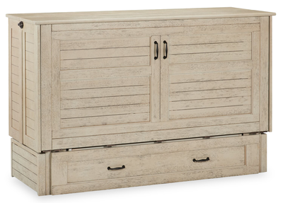 Parker Cabinet Bed with Pocket Coil Memory Foam Mattress, Driftwood - Queen Size | Armoire-lit Parker avec matelas en mousse à mémoire de forme à ressorts ensachés, bois de grève - format grand lit