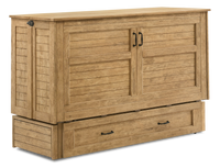  Armoire-lit Parker avec matelas en mousse à mémoire de forme à ressorts ensachés, brune - format grand lit