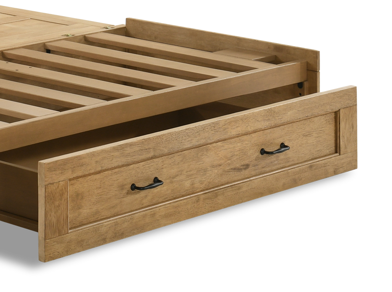 Armoire-lit Parker avec matelas en mousse à mémoire de forme à ressorts ensachés, brune - format grand lit 