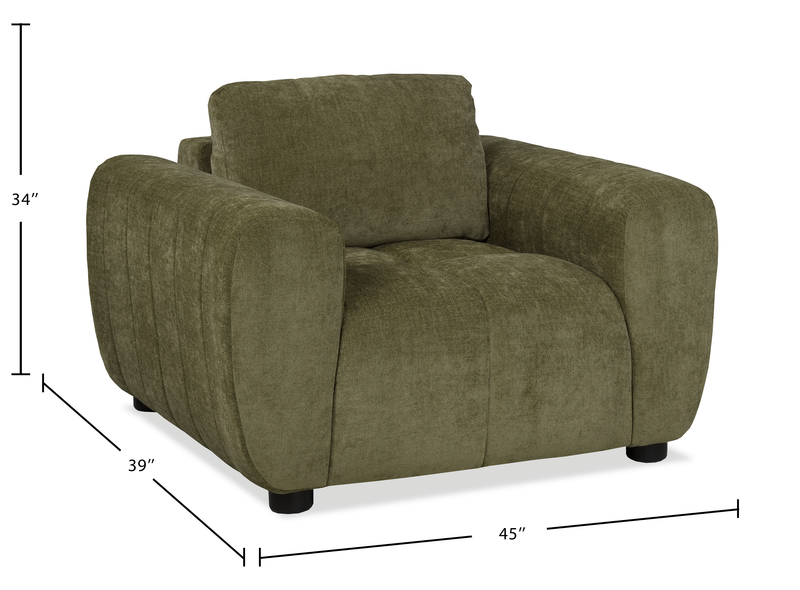Fauteuil Pebble de 45 po fabriqué au Canada en tissu - vert