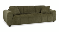 Sofa Pebble de 96 po fabriqué au Canada en tissu avec coussins décoratifs assortis - vert