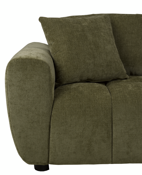 Sofa Pebble de 96 po fabriqué au Canada en tissu avec coussins décoratifs assortis - vert