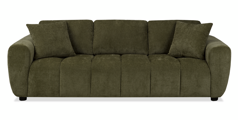 Sofa Pebble de 96 po fabriqué au Canada en tissu avec coussins décoratifs assortis - vert