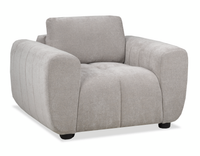 Fauteuil Pebble de 45 po fabriqué au Canada en tissu avec coussins décoratifs assortis - gris