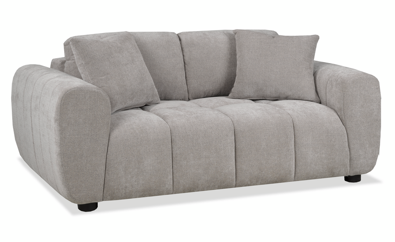 Causeuse Pebble de 70 po fabriquée au Canada en tissu avec coussins décoratifs assortis - grise