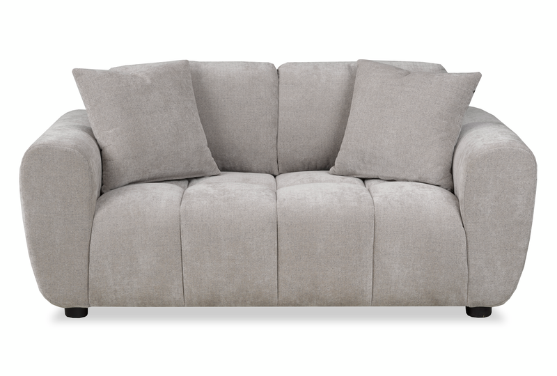 Causeuse Pebble de 70 po fabriquée au Canada en tissu avec coussins décoratifs assortis - grise
