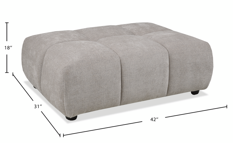 Pouf Pebble de 42 po fabriqué au Canada en tissu - gris