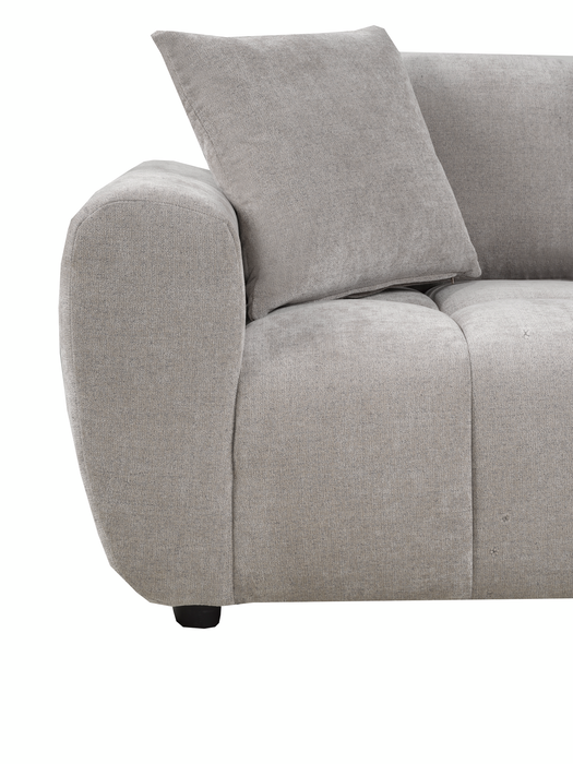 Sofa Pebble de 96 po fabriqué au Canada en tissu avec coussins décoratifs assortis - gris