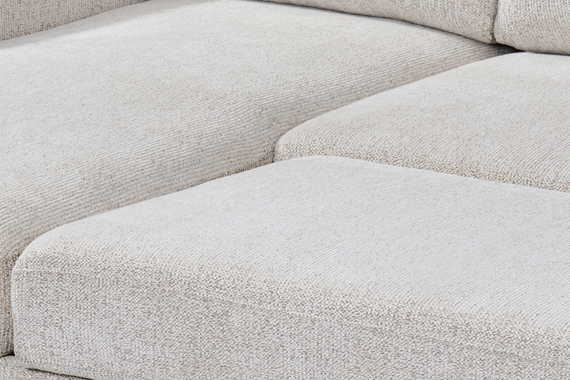 Sofa-lit sectionnel de gauche Pocket 2 pièces en tissu d’apparence lin avec rangement - beige