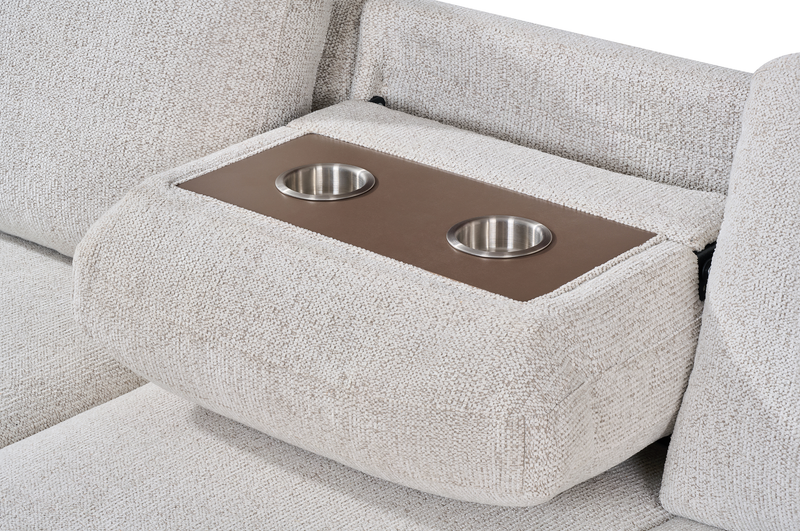 Sofa-lit sectionnel de gauche Pocket 2 pièces en tissu d’apparence lin avec rangement - beige