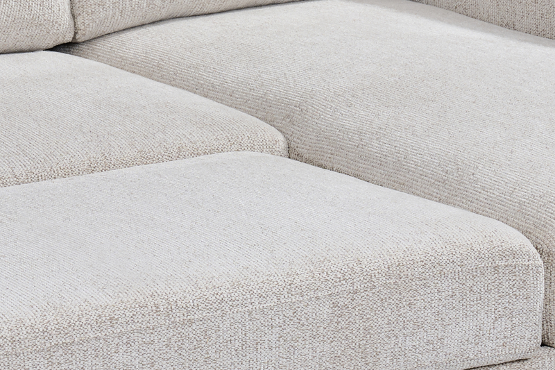 Sofa-lit sectionnel de droite Pocket 2 pièces en tissu d’apparence lin avec rangement - beige