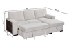 Pocket 2-piece Right-facing Linen-Look Fabric Sleeper Sectional with Storage - Beige | Sofa-lit sectionnel de droite Pocket 2 pièces en tissu d’apparence lin avec rangement - beige