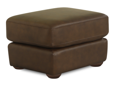 Chateau d’Ax Porto 34" Traditional Genuine Leather Ottoman – Chocolate | Pouf traditionnel Porto de Château d’Ax de 34 po en cuir véritable - chocolat