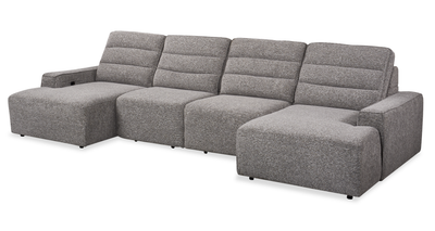 Shaquille O’Neal Home Prestige 4-Piece Sectional with Power Sliding and Storage Chaise – Grey | Sofa sectionnel Prestige de Shaquille O’Neal Home 4 pièces avec coulissement électrique et fauteuil long de rangement - gris