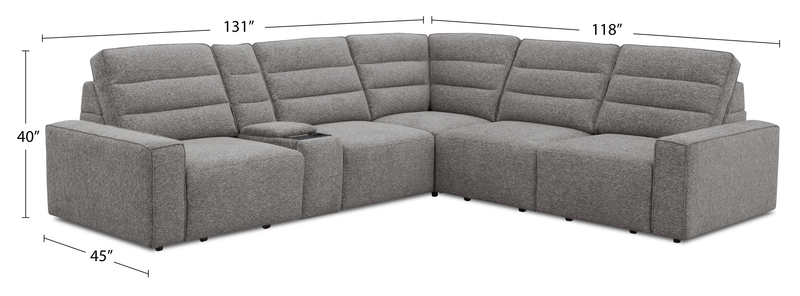 Sofa sectionnel Prestige de Shaquille O’Neal Home 6 pièces avec inclinaison électrique - gris