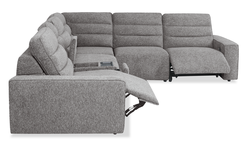 Sofa sectionnel Prestige de Shaquille O’Neal Home 6 pièces avec inclinaison électrique - gris