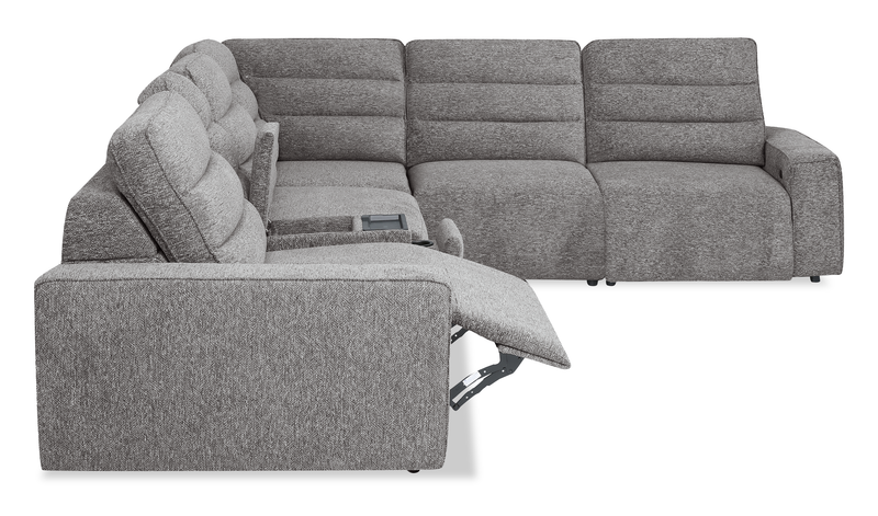 Sofa sectionnel Prestige de Shaquille O’Neal Home 6 pièces avec inclinaison électrique - gris