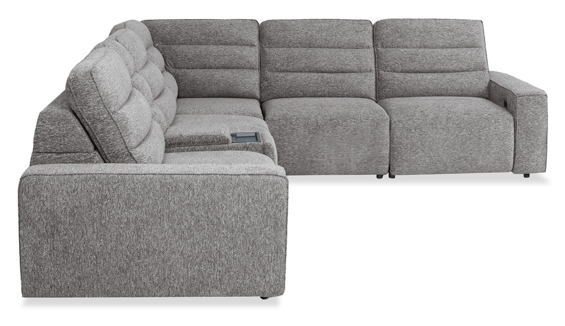 Sofa sectionnel Prestige de Shaquille O’Neal Home 6 pièces avec inclinaison électrique - gris