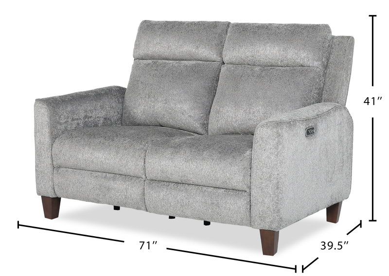 Causeuse à inclinaison électrique Primrose de 71 po en tissu de chenille avec appuie-tête électrique - ardoise