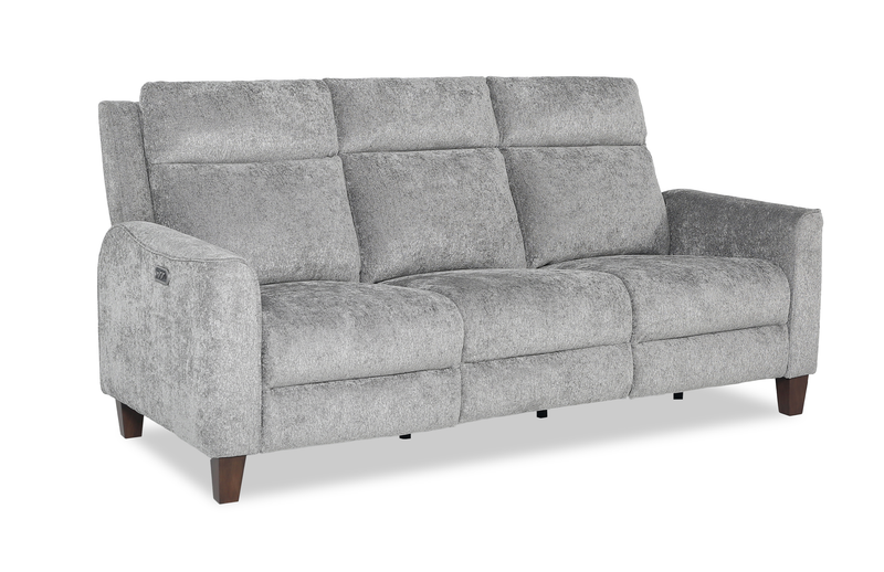 Sofa à inclinaison électrique Primrose de 81 po en tissu de chenille avec appuie-tête électrique - ardoise
