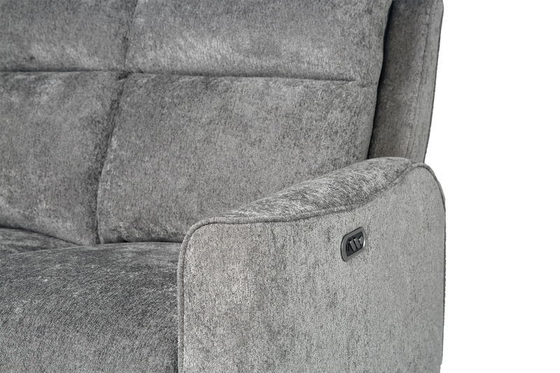 Sofa à inclinaison électrique Primrose de 81 po en tissu de chenille avec appuie-tête électrique - ardoise