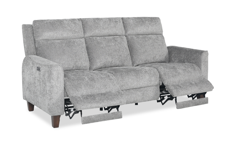 Sofa à inclinaison électrique Primrose de 81 po en tissu de chenille avec appuie-tête électrique - ardoise