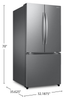Samsung Bespoke AI 33” 25 Cu. Ft. 3-Door French Door Refrigerator – Stainless Steel - RF25C5A01SRAA | Réfrigérateur à 3 portes Bespoke de Samsung de 25 pi3 et de 33 po à portes françaises avec IA - acier inoxydable - RF25C5A01SRAA