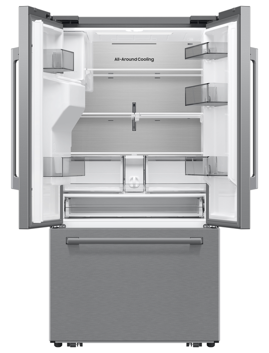 Réfrigérateur Bespoke de Samsung de 24 pi3 et de 35,8 po de profondeur comptoir à portes françaises – acier inoxydable - RF70H25HERAA
