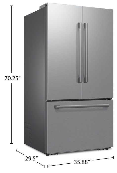 Réfrigérateur Bespoke de Samsung de 24 pi3 et de 36 po de profondeur comptoir à portes françaises avec IA – acier inoxydable - RF70H25KERAA