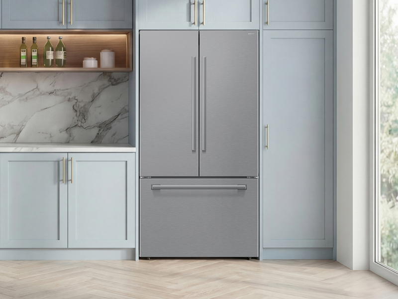 Réfrigérateur Bespoke de Samsung de 24 pi3 et de 36 po de profondeur comptoir à portes françaises avec IA – acier inoxydable - RF70H25KERAA