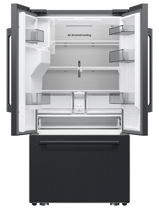 Réfrigérateur à 3 portes Bespoke de Samsung de 29 pi3 et de 35,88 po à portes françaises avec IA - noir - RF70H30GEEAA