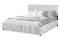  Lit plateforme rembourré Ridge en tissu gris avec rangement - format très grand lit