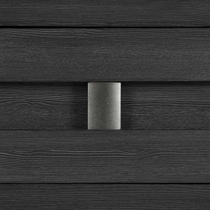 Ensemble de chambre à coucher Rocco 6 pièces avec lit de rangement à DEL, commode, miroir et table de nuit, gris foncé - format très grand lit