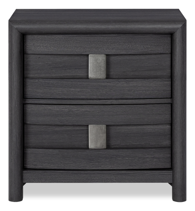 Ensemble de chambre à coucher Rocco 6 pièces avec lit de rangement à DEL, commode, miroir et table de nuit, gris foncé - format très grand lit
