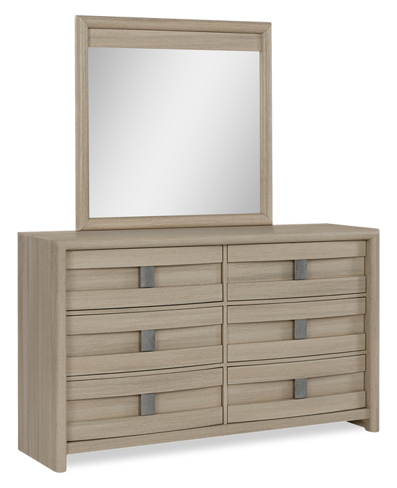 Miroir de commode de chambre à coucher Rocco - brun clair 